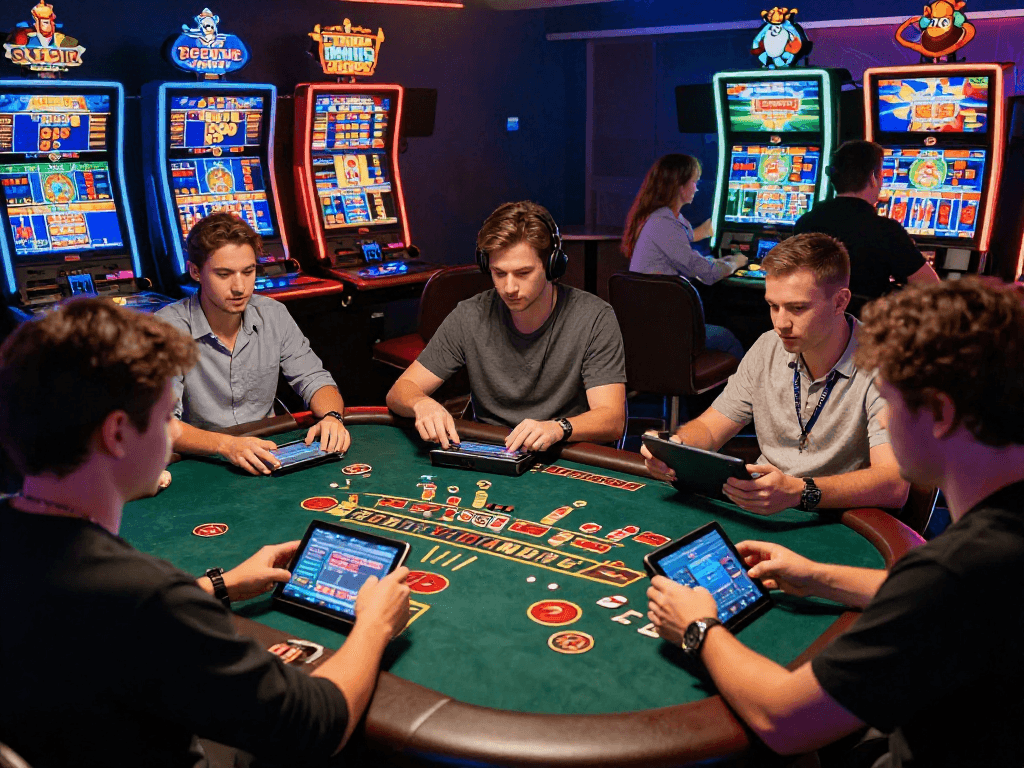 Des joueurs engagés sur un casino en ligne, profitant d'une expérience immersive et variée.
