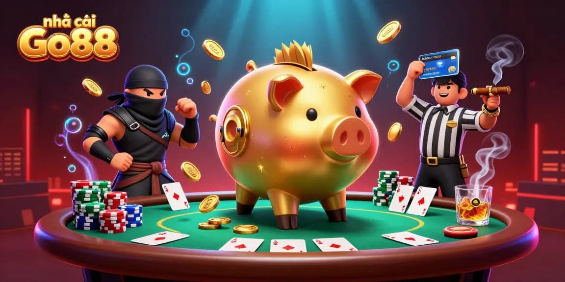 Engaging scene with nhà cái Go88 characters showcasing an exciting poker showdown